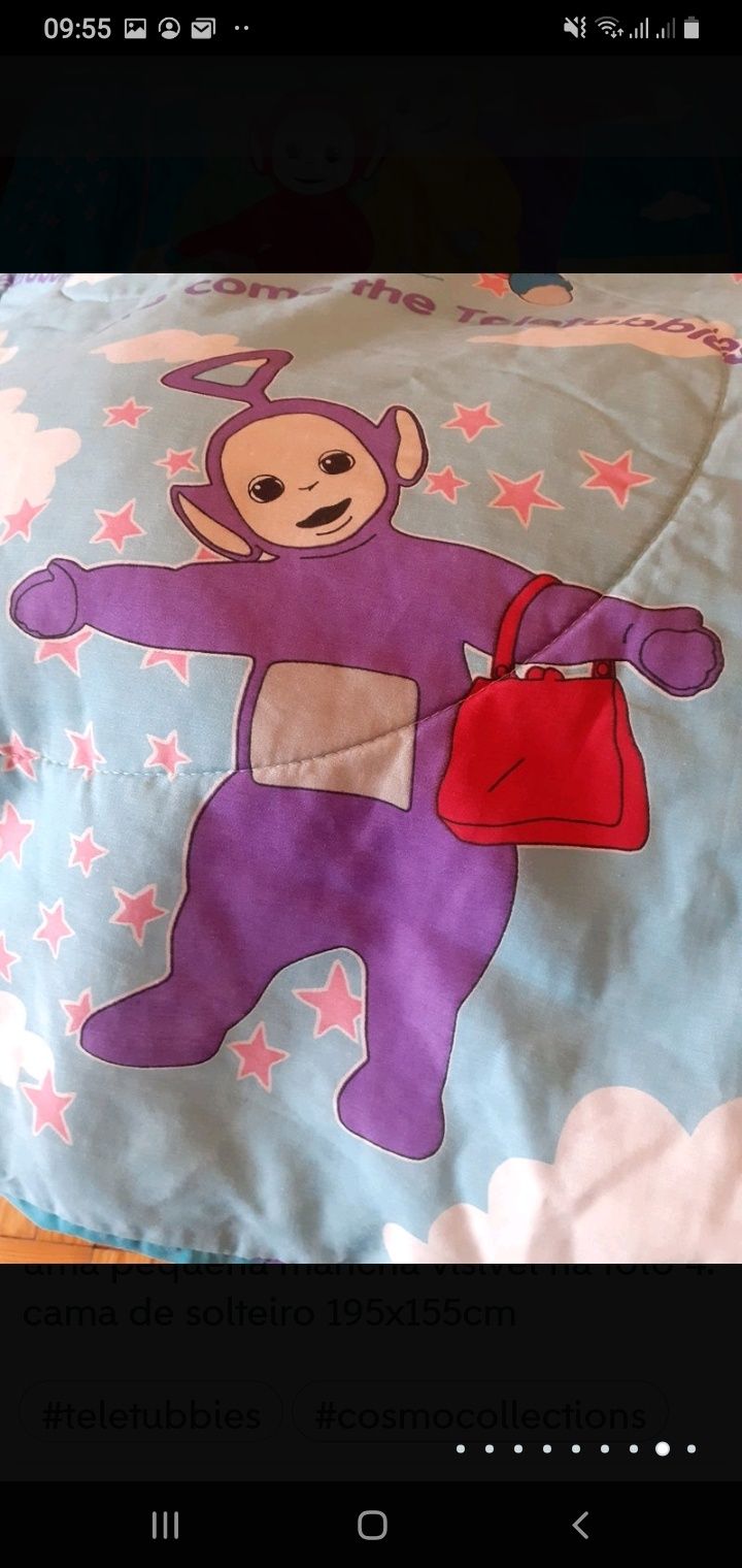 Edredom vintage Teletubbies cama de solteiro raro