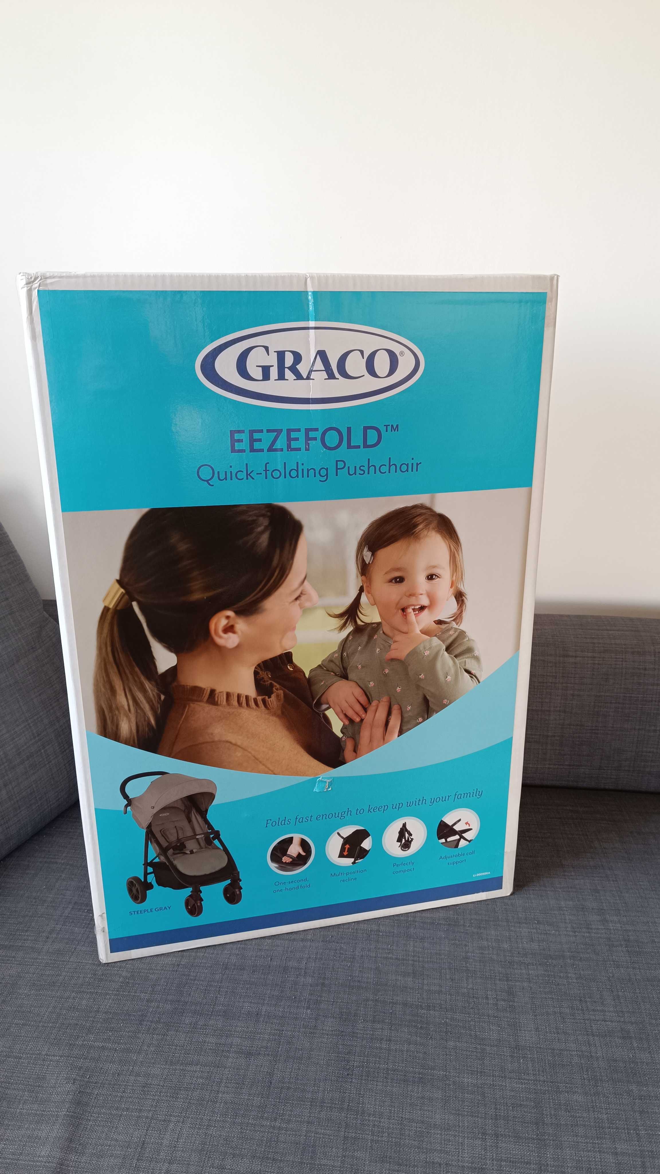 Nowy wózek spacerowy Graco EeZeFold 0-3 lat (0-15 kg), szary, grey