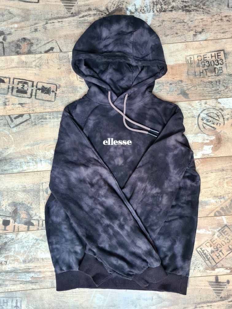 Bluza z kapturem Ellesse czarna szara S szerokie rękawy