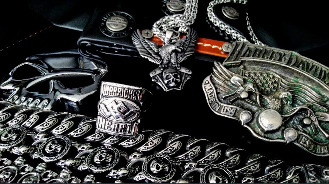 Masywny sygnet Moto Warriors orzeł chopper Harley Rock Metal Gotyk