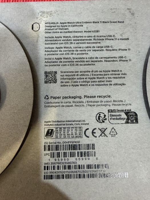 Apple watch Ultra 3 Black Ocean