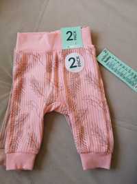 Legginsy niemowlęce, spodnie 2pak /56-62cm /0-3m /nowe