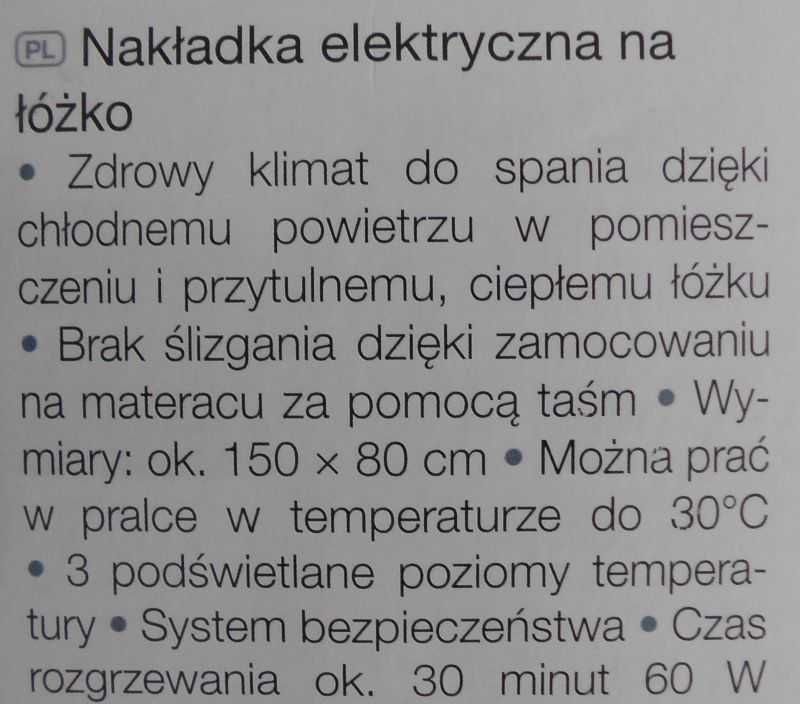 Koc Elektryczny nakładka na łóżko 150x80cm Sanitas