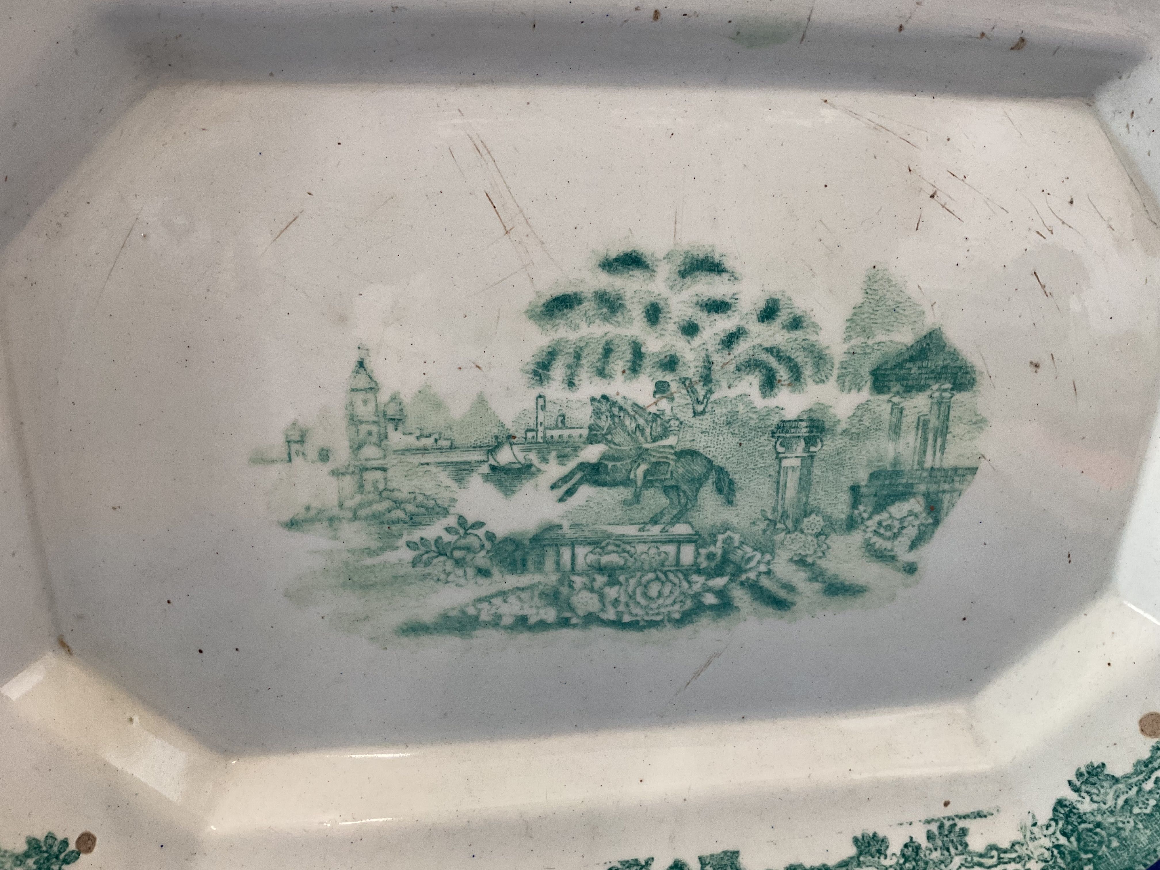 Travessa faiança sacavem verde 40x28 cm