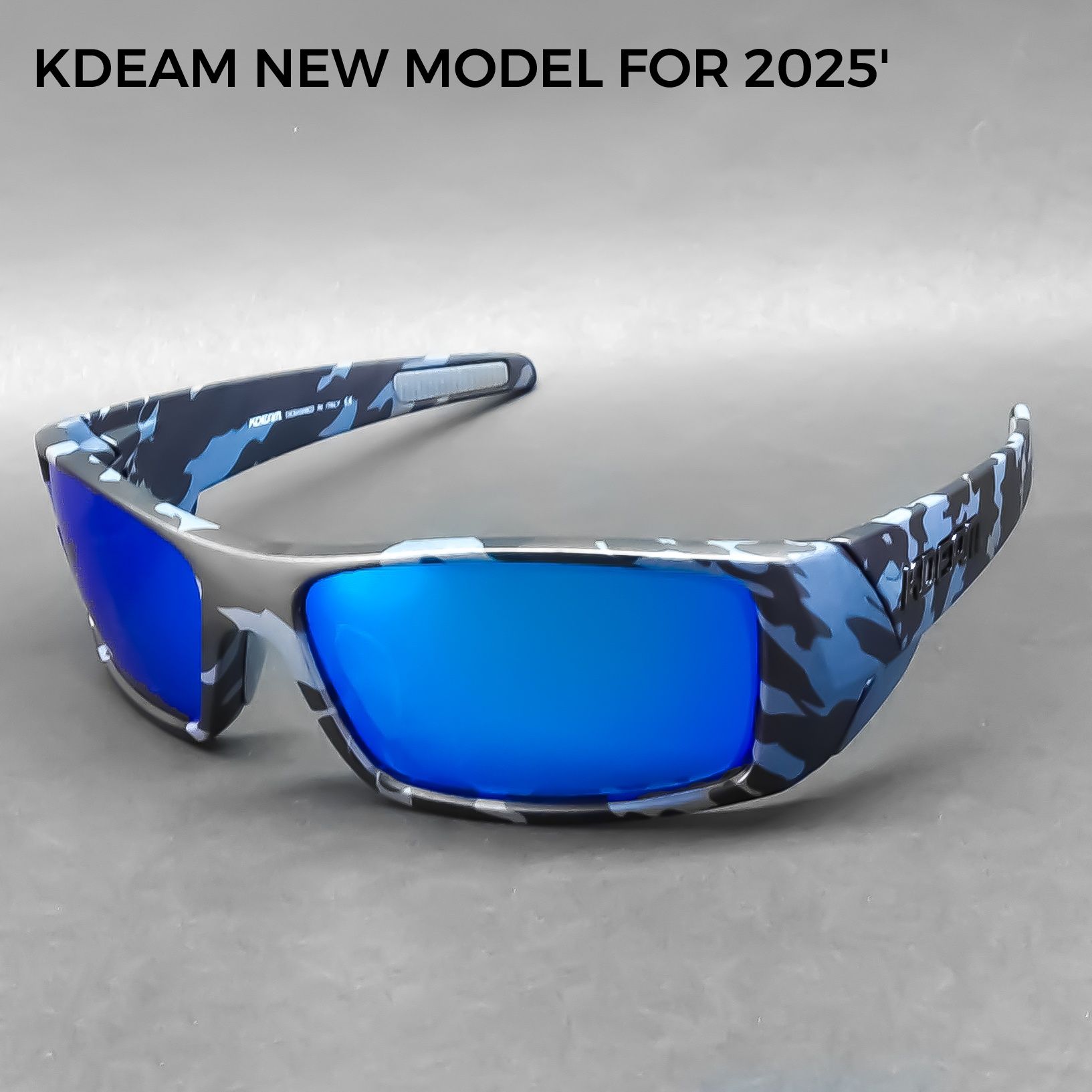 OKULARY PRZECIWSŁONECZNE. Polaryzacyjne HD. Camouflage/Blue. Sportowe.