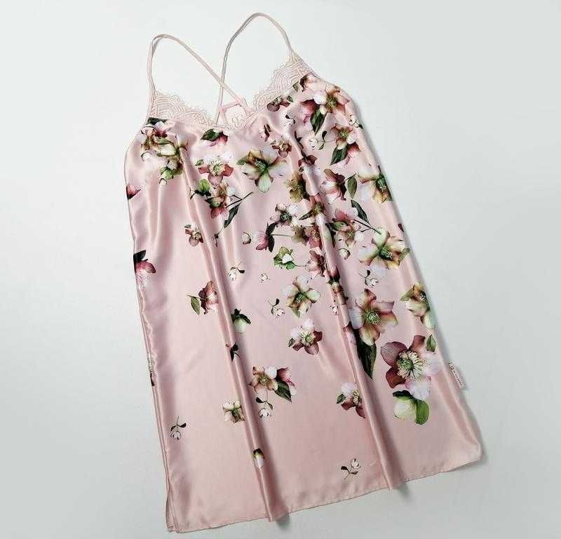 Новая ночная Атласная ночнушка с нежно-розовым  принтом Ted Baker