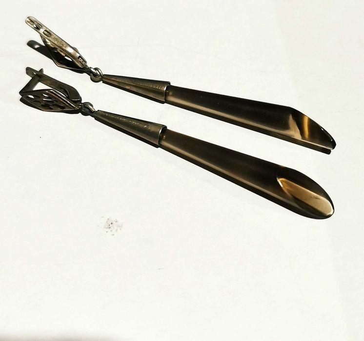 Серьги серебро Раухтопаз