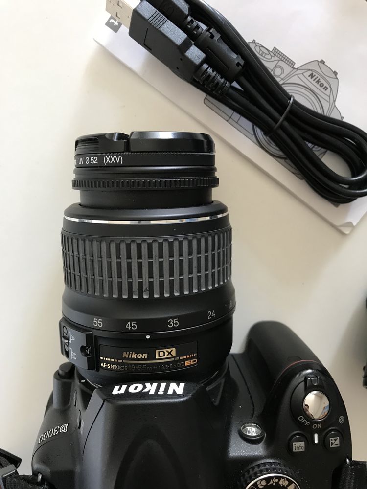 Nikon D3000 +objetiva+teleobjetiva
