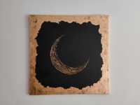 Obraz ręcznie malowany Akryl 60/60 Luna Gold Złoto Księżyc 3D