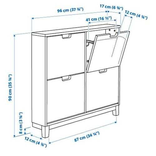 STÄLL Szafka na buty 4 przegrody,biały 96x17x90 Stall Ikea Nowa karton