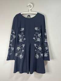 Rozkloszowana sukienka H&M floral kwiatowy haft wyszywana vibe S 36