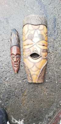 Maski rzeźba drewniana , dwie sztuki.