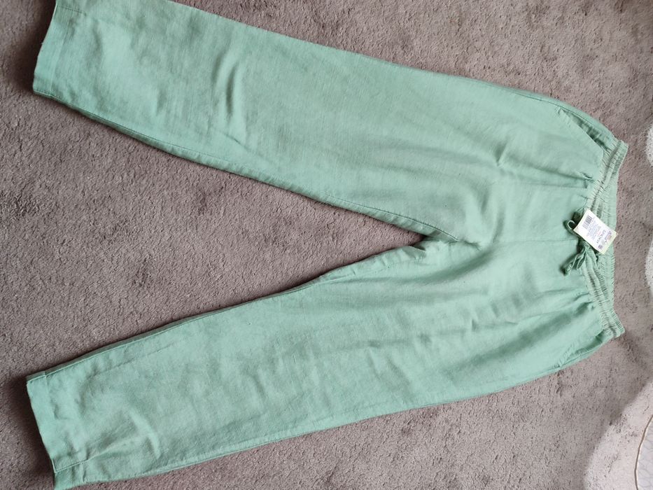 Штани лляні зелені