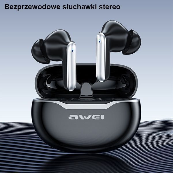 Awei Słuchawki Bluetooth 5.3 T50 Tws + Stacja Dokująca Czarny/Black