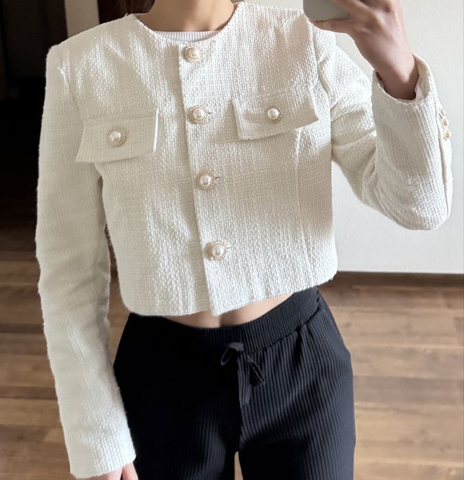 Твідовий жакет молочний