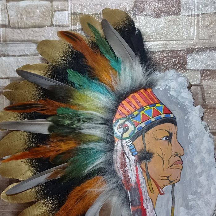 Панно  велике індіанець на зрізі дерева