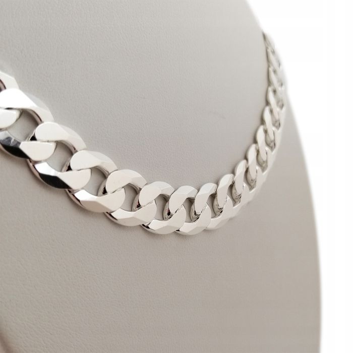 Łańcuszek Srebrny Męski Gruby Pancerka Diamentowana 11,5 Mm + Grawer G