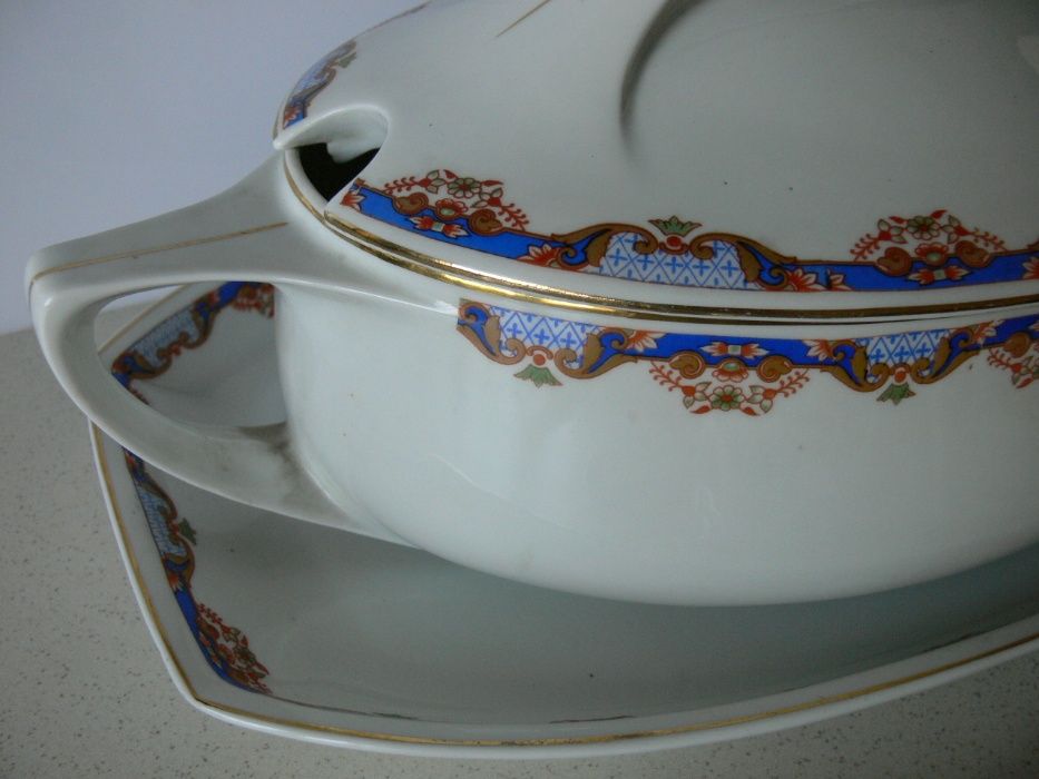 Giesche Czuday 2 szt. patera + waza 1928 malatura porcelana Art Deco