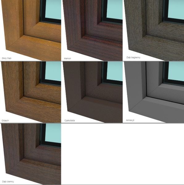 Okno PCV 1765 x 1135 70mm 6-komorowe 2-szybowe 1x orzech 180x120