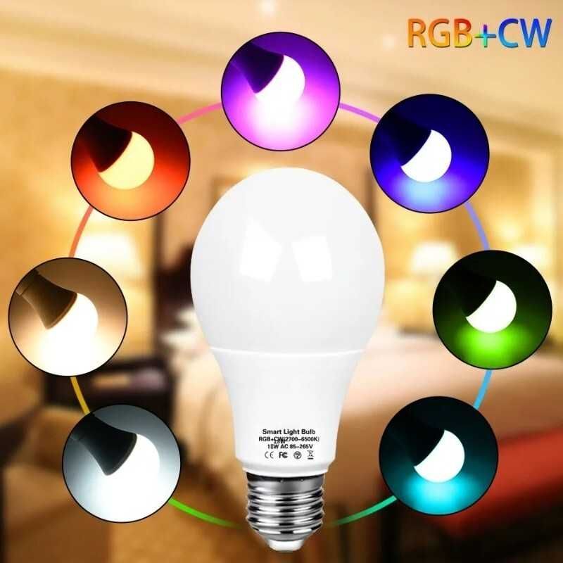 Smart Żarówka RGB LED Tuya E27 z WiFi i Bluetooth - przez Smartfon App