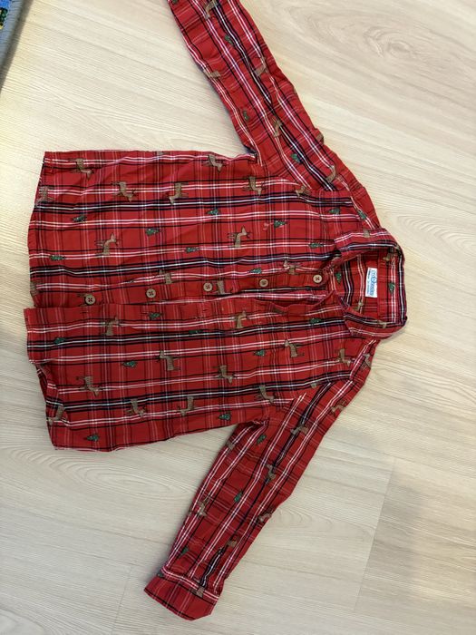 Koszula swiateczna dla chlopca renifery czerwona