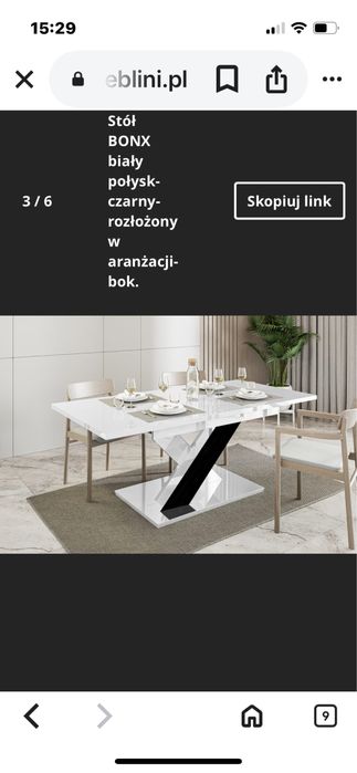 Stół rozkladany Bonx biały polysk 140-180