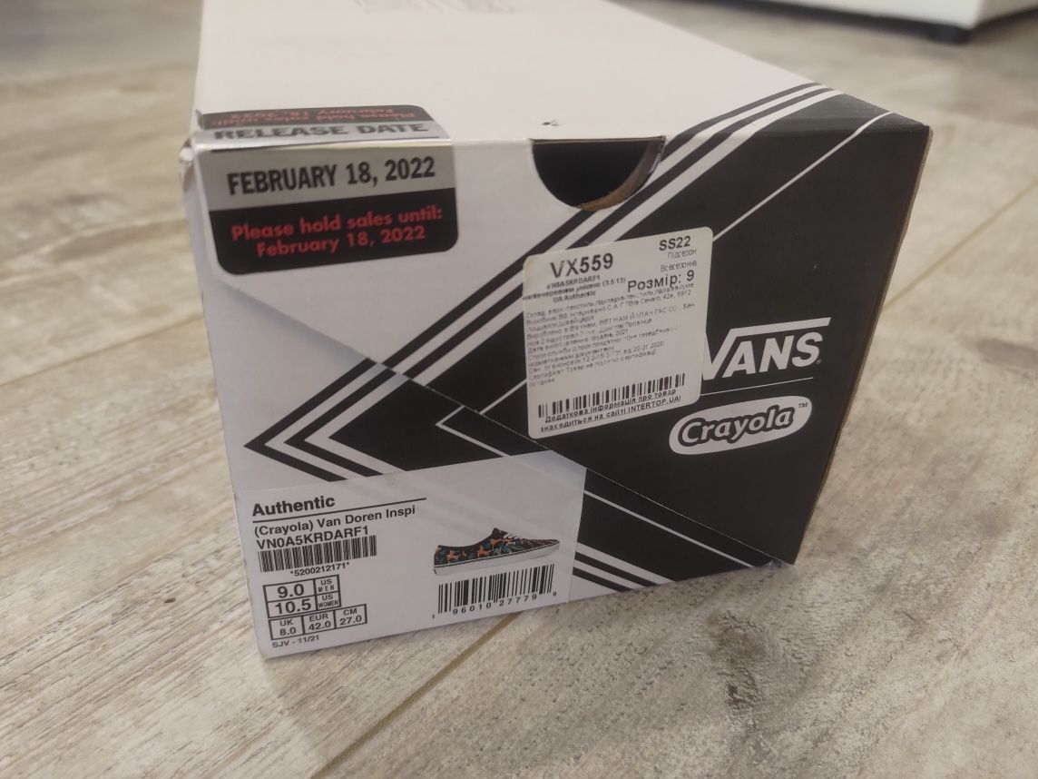 Кеди Vans Authentic x Crayola Van Doren Inspired | 42, 9 US, 27 см