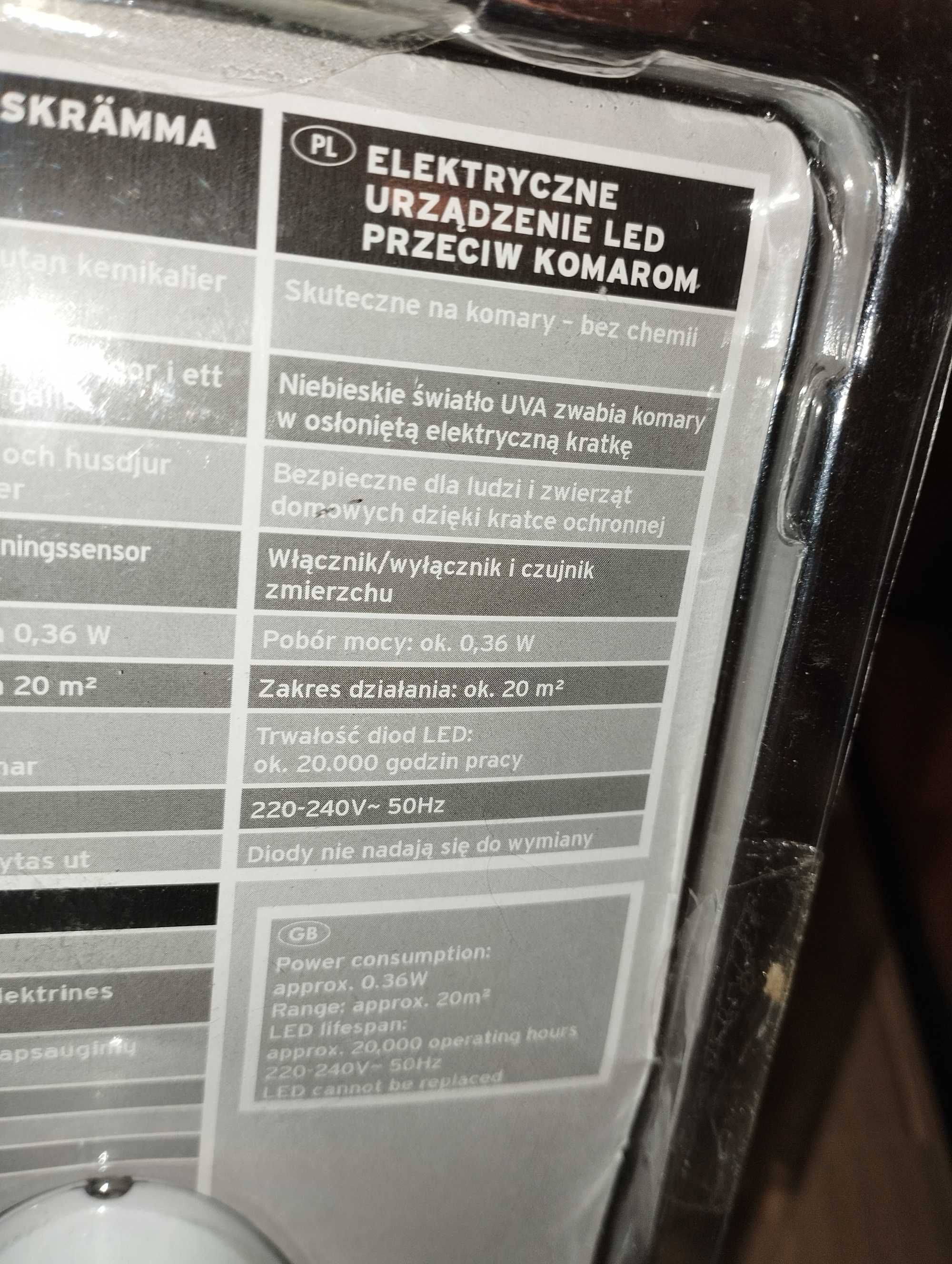 Elektryczne urządzenie LED przeciw komarom Lampa owadobójcza na komary