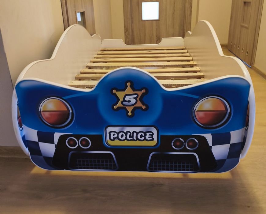 Łóżko dziecięce policyjne, policja, niebieskie 180x90