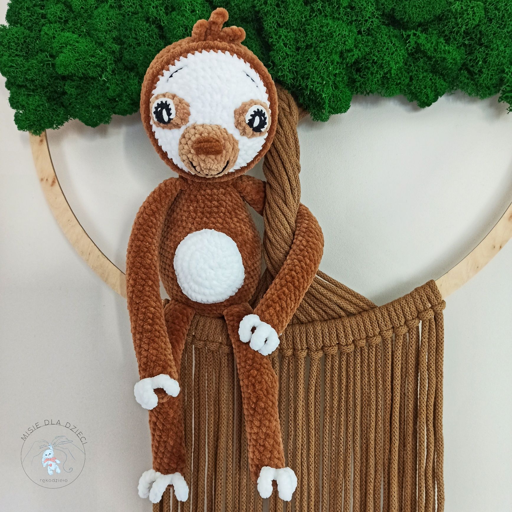Leniwiec - maskotka, przytulanka ręcznie robiona szydełkiem - handmade