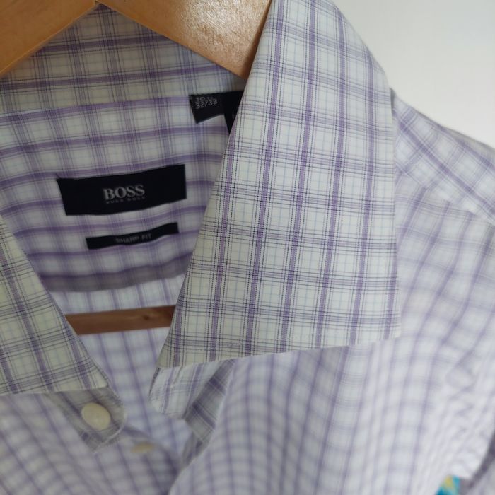 Koszula męska bawełniana w kratę Hugo Boss z USA, nowa L