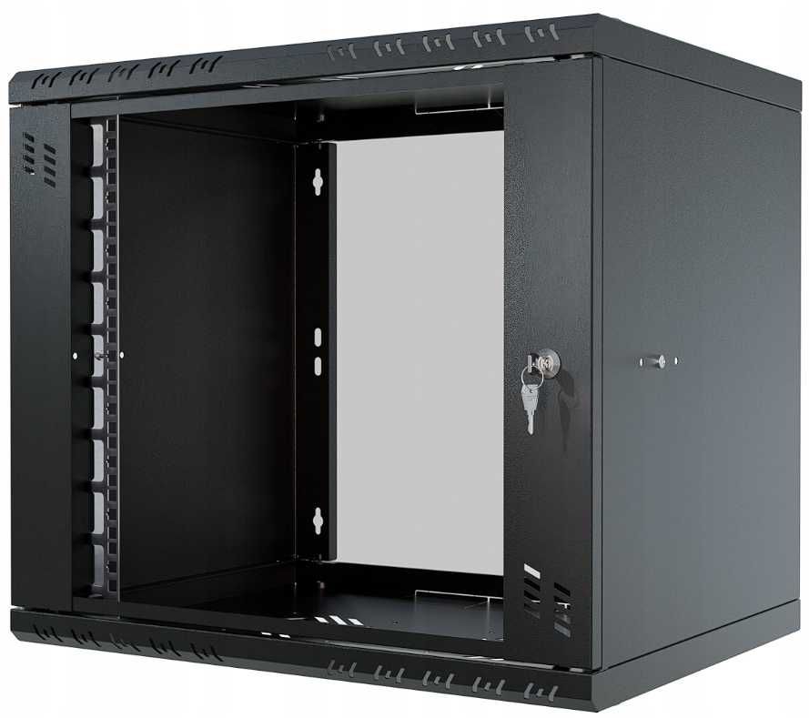 Szafa Serwerowa Wisząca RACK 19" 9U 400mm Szklane Drzwi Stalflex