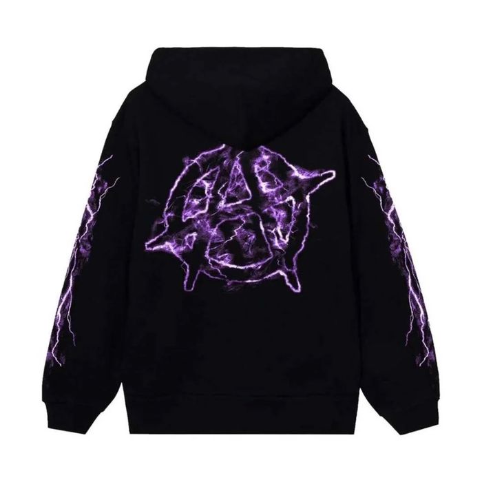 Revenge Purple Lightning Anarchy Logo Hoodie BLACK