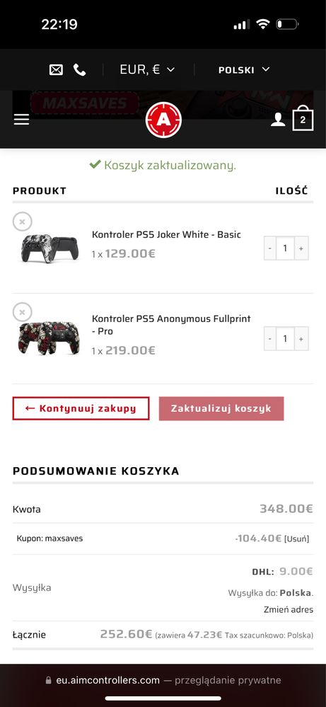 Xbox PS4 PS5 kontroler/y AIM Controllers 1000 zł karta podarunkowa