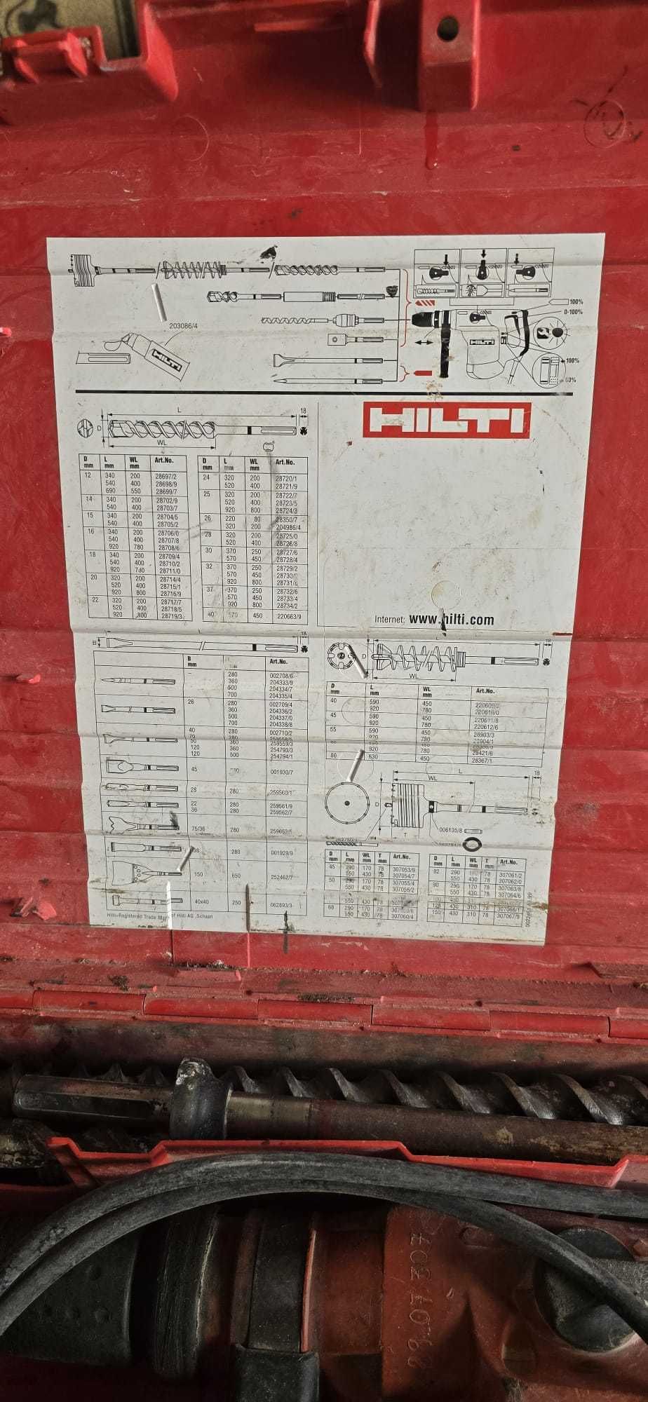 Martelo pneumático Hilti TE 76-ATC com 14 brocas