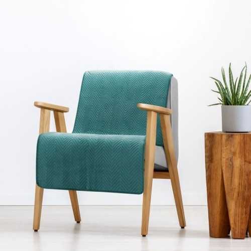 Narzuty dekoracyjne na fotel lub kanapę dwie 70 x 160 Welurowe Mięta