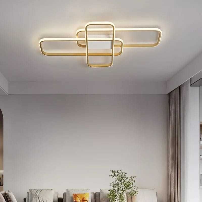 Lampa sufitowa plafon kinkiet nowoczesny złoty biały LED pilot