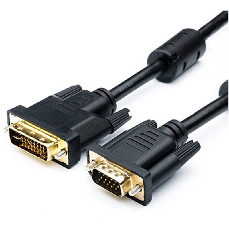 Кабель Atcom VGA — DVI, (M/M), HD15M/DVI-I, 1.8 м, Black (16143)