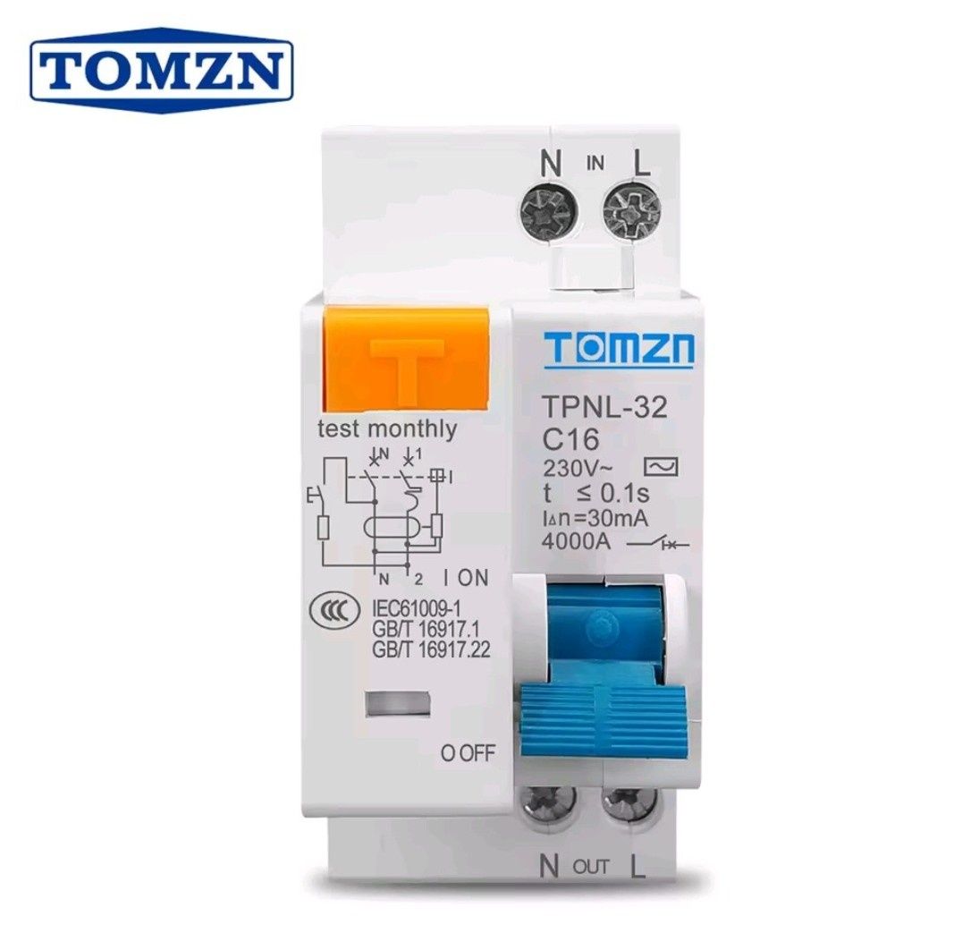 TOMZN УЗО диференційний вимикач ~230V 16/20/25A Дифавтомат Автомат