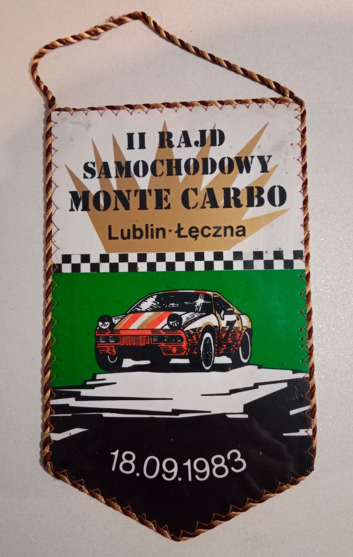 Pamiątkowy proporczyk Rajd Lublin-Łęczna 1983 rok