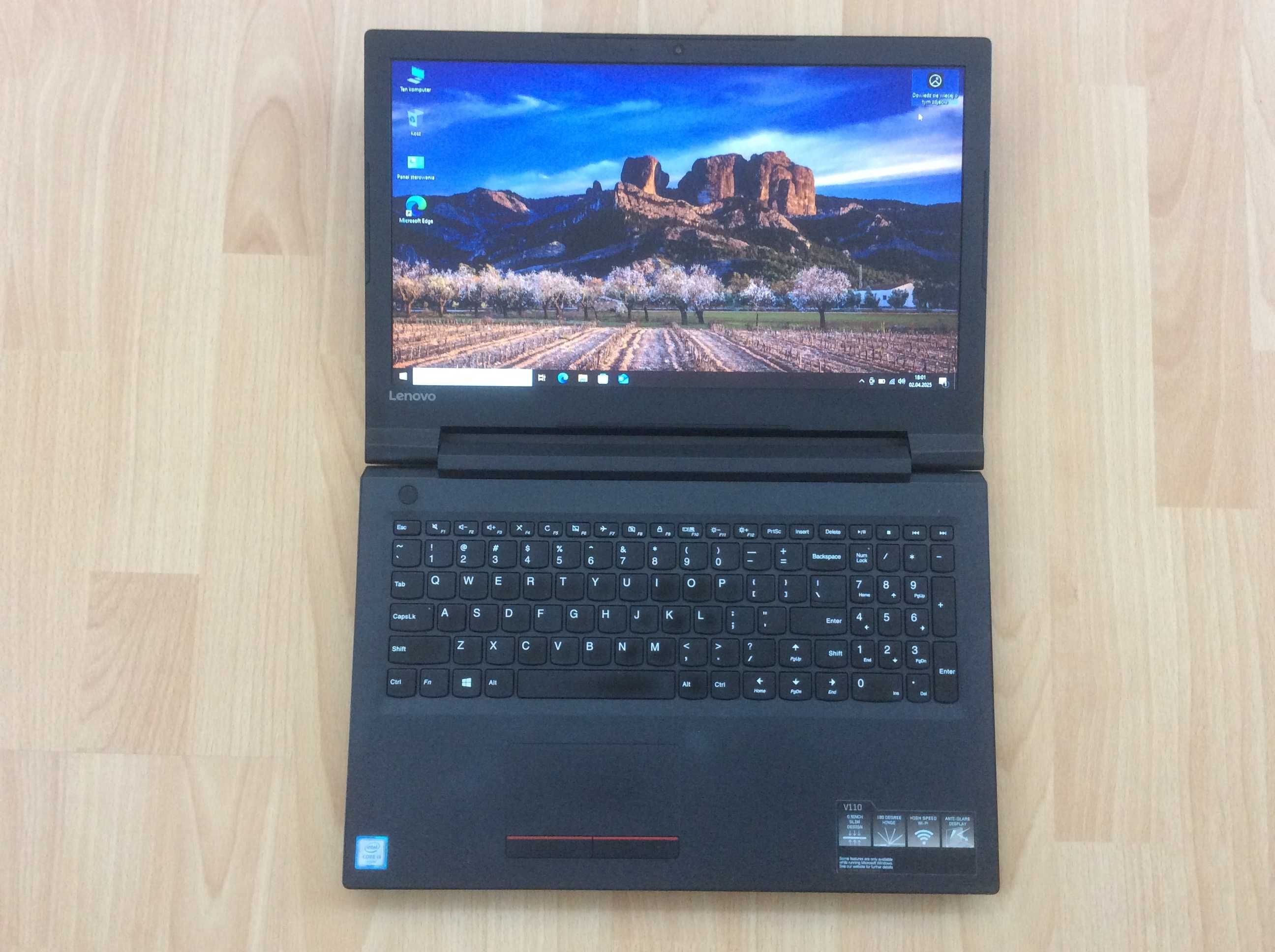 LENOVO V110/15,6''Mat/i3/SSD256GB/RAM8GB/Kam/Bat>2h/Windows 10PRO