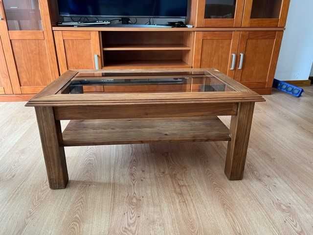 Mesa de sala retangular em madeira maciça 90x61 cm