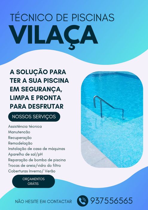 Assistência e manutenção de piscinas