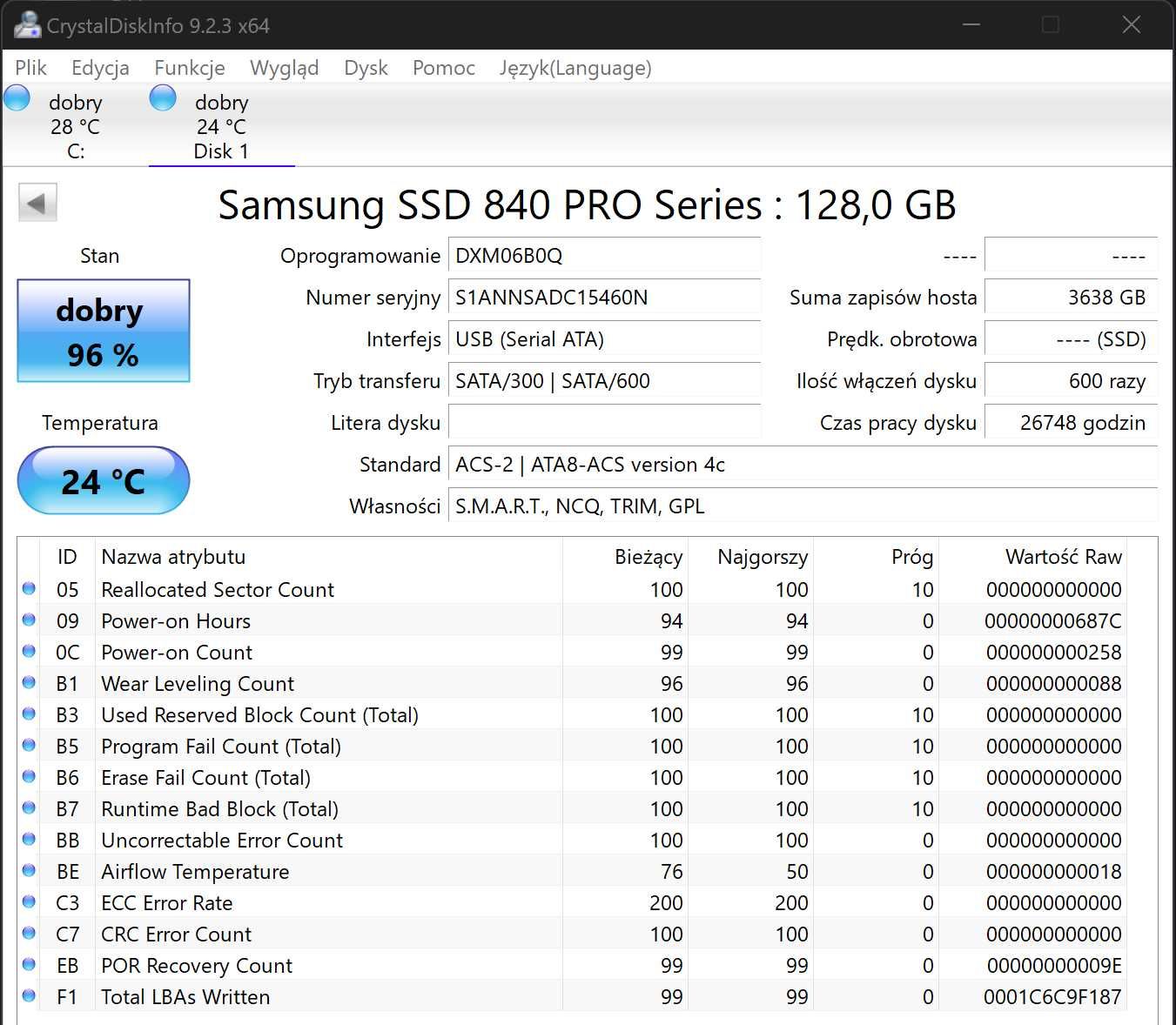 dysk twardy Samsung SSD 840 PRO 128 GB 2,5" SATA