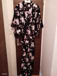 Japońska yukata kimono letnie czarne winia sakura bawełna cosplay