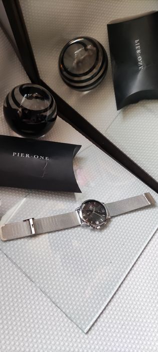 Nowy Męski zegarek Sliver One size Black Koperta