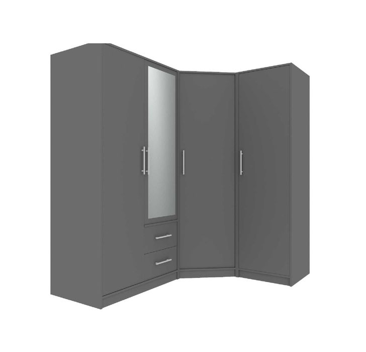 zestaw mebli garderoba Szafa narożna Duża Lustro Kaszmir Dąb Biel Hit