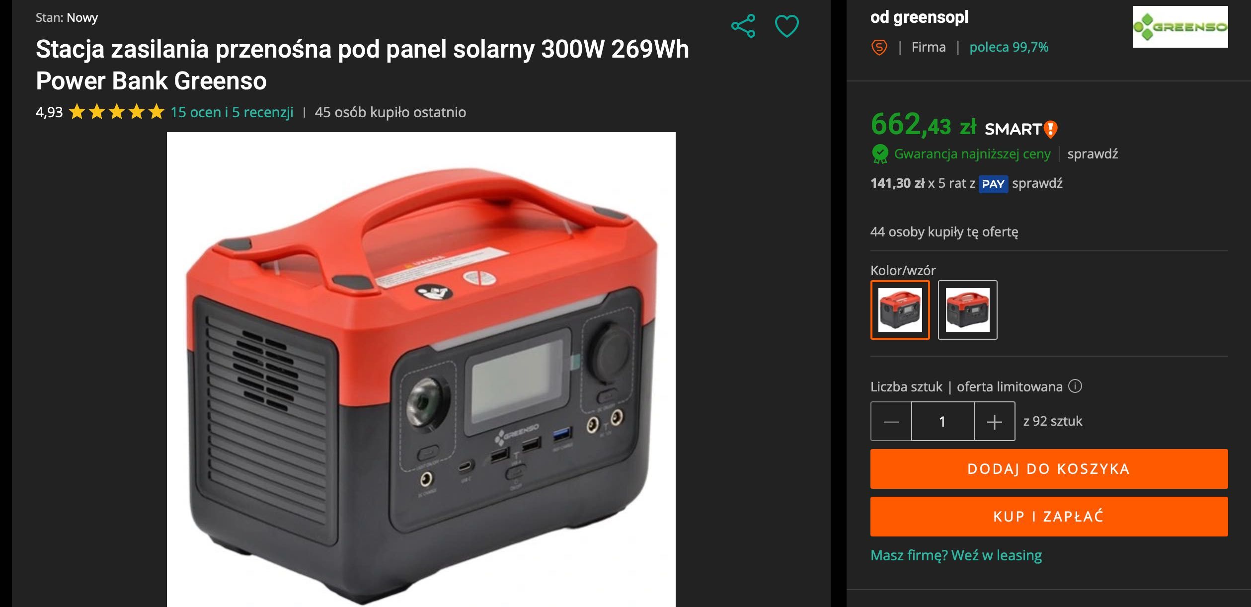 Stacja zasilania Greenso 300W 269Wh - Gwarancja