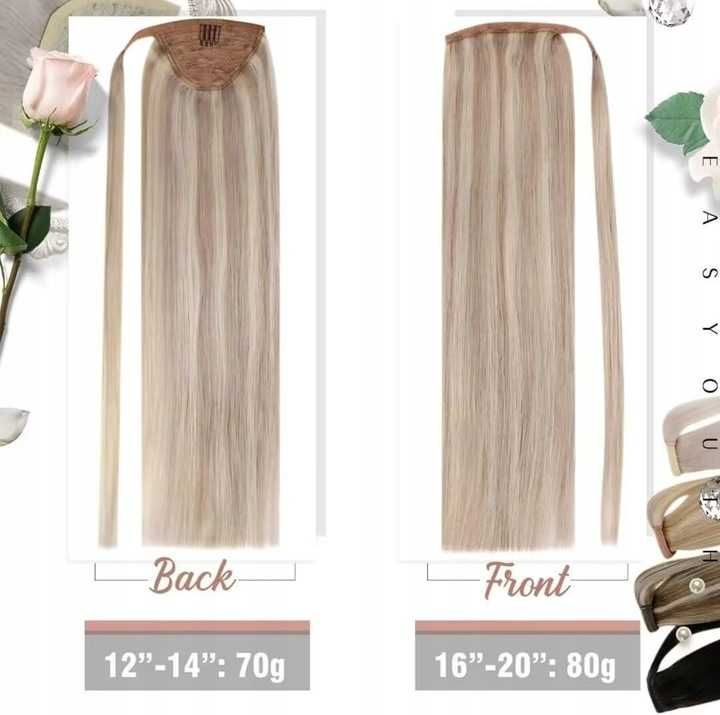 Easyouth dopinki z prawdziwych włosów,30 cm, blond, 100 g