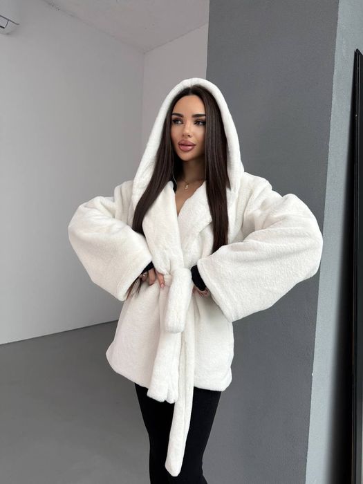 Еко Шуба з капюшоном шуба з мутона шубка жіноча тедді барашек